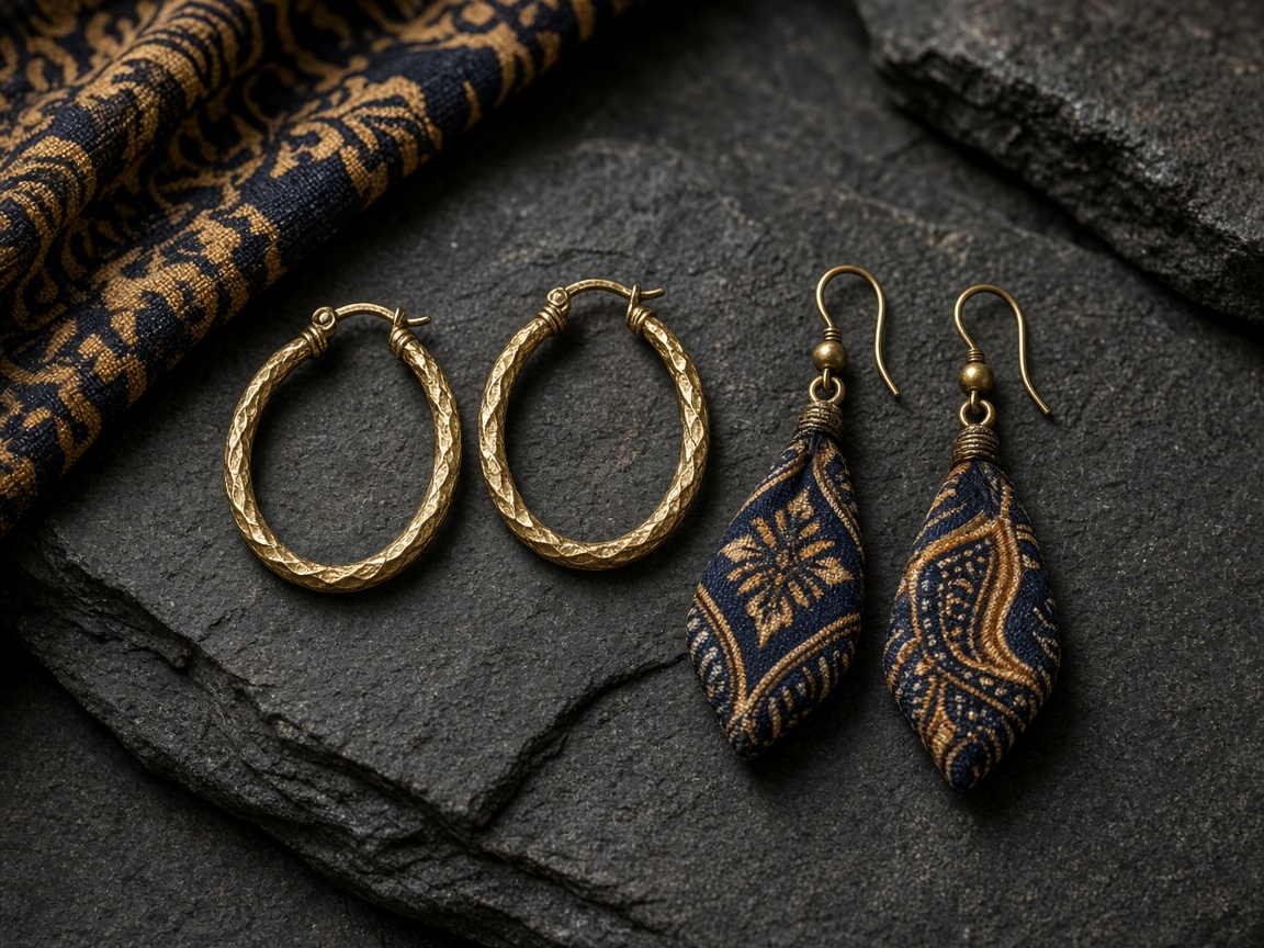 Brass Moon Hoops — Earrings