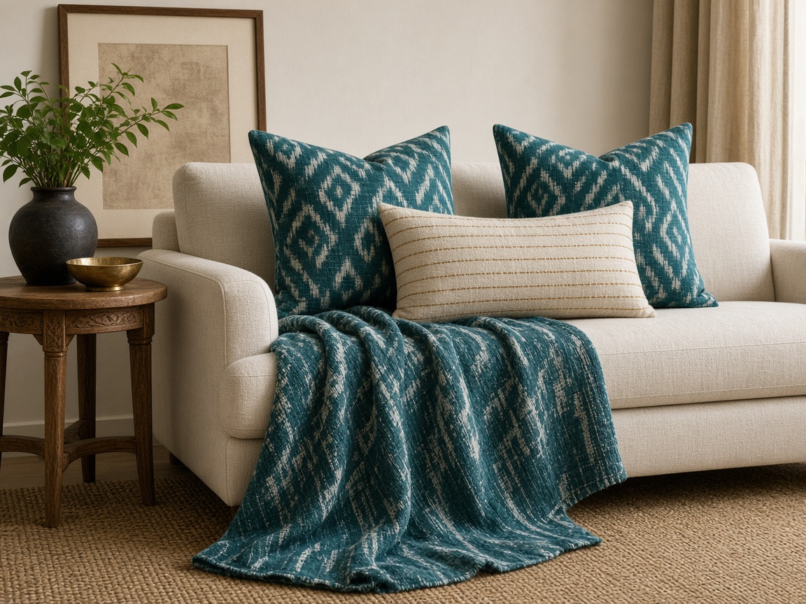 Handloom Floor Throw 150cm — Living Room